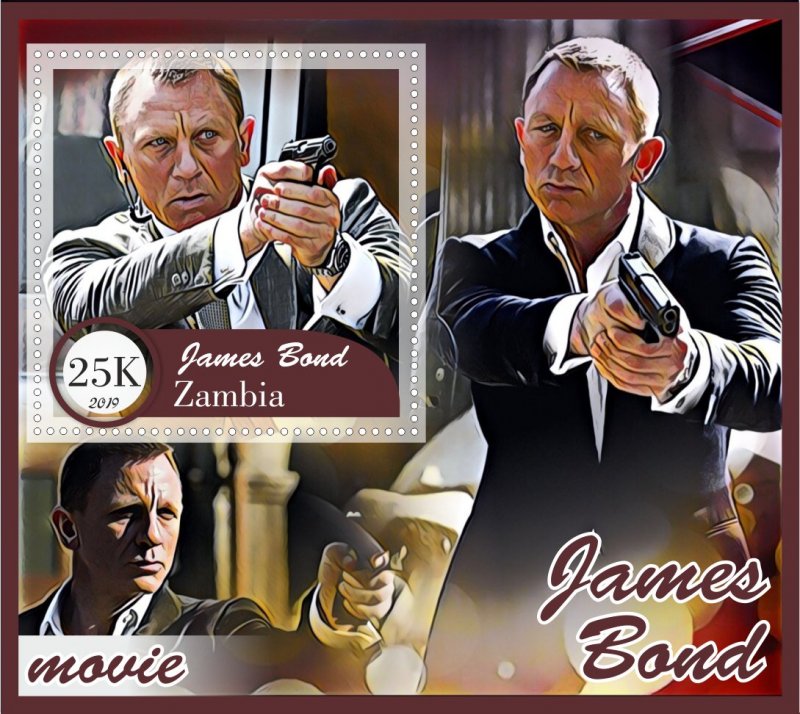 Stamps. James Bond 6 sheets perf Zambia MNH **