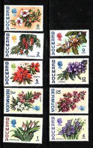 Bermuda-Sc.#255-63-unused NH short set to the 12c-Flowers-id2-1970-stampos were