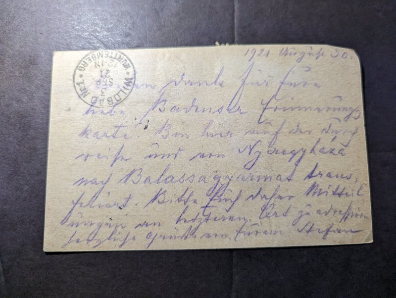 1921 Registered Hungary Postcard Cover Nagymaros to Berlin SW48 Germany