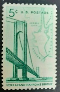 Scott #1258 - 5 Cent Stamp Verrazano Narrows Bridge, New York- MNH 1964