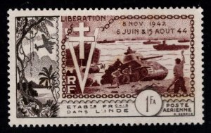 FRENCH INDIA  Scott C18  MH* 1954 Liberation Airmail stamp D-Day