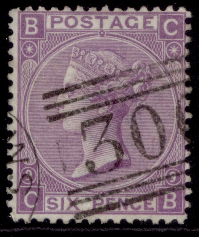 GB QV SG109, 6d mauve plate 9, FINE USED. Cat £90. CB 