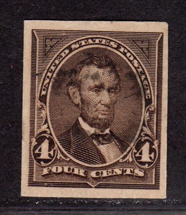 $US Sc#222P3 used/VF, Plate Proof on Inda Paper, Cv. $35