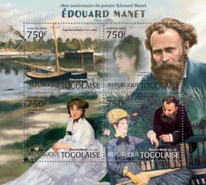 Togo - Artist Edouard Manet - 4 Stamp Sheet - 20H-434