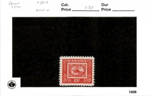 Canada, Postage Stamp, #314 Mint LH, 1951 Beaver (AG)