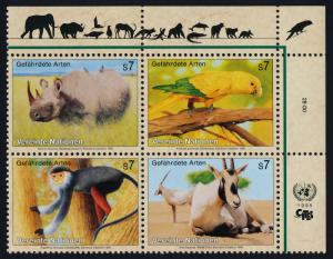 United Nations - Vienna 183a TR Block MNH Black Rhino, Langur, Oryx, Parrot