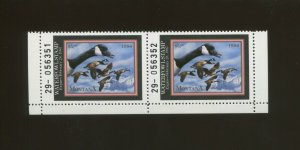 1986 Montana Waterfowl Hunter Duck Stamp #1 MNH VF Bottom Position Pair