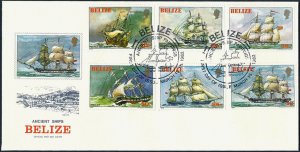 1982 Belize Ancient Saling Ships, complete set on FDC! CAT 50+$ LOOK!