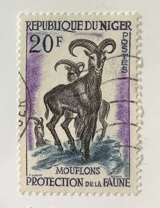 Niger 1960  Scott 96 used - 20fr, Protection de la faune, Mouflons