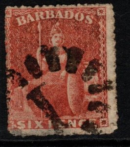 BARBADOS SG29 1861 (6d) ROSE-RED USED