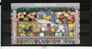 GABON 1997 BUTTERFLIES & FLOWERS SHEET OF 6 STAMPS MNH