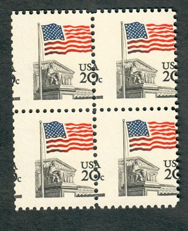 US #1894 Supreme Court Flag miscut block of 4 EFO