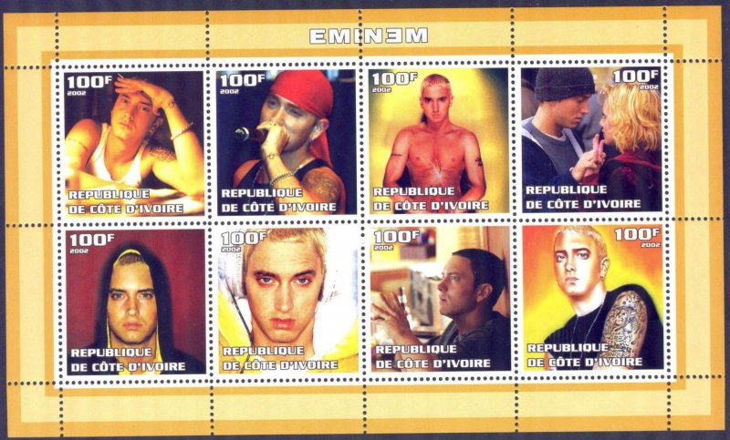 Ivory Coast 2002 Music Singer EMINEM Sheet MNH Private