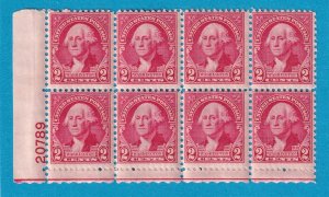 US 707 MNH OG PLATE BLOCK OF 8 W/ # 20789