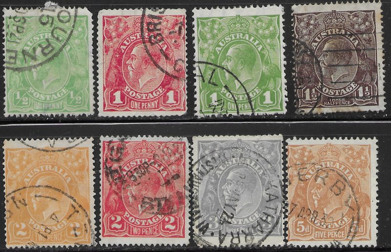 Australia #19//36 used partial set. King Geroge V.