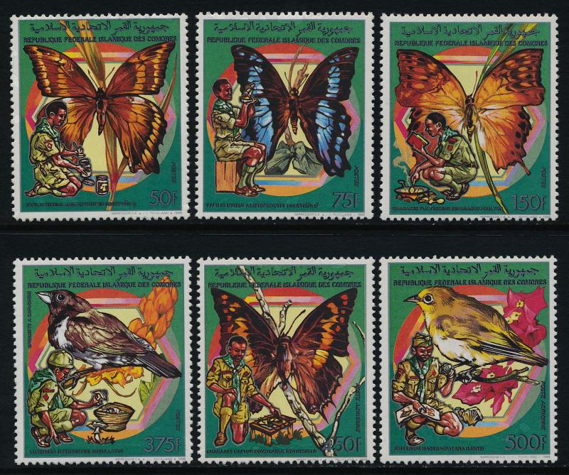 Comoro Islands 686-91 MNH Butterflies, Birds, Scouts, Mushroom