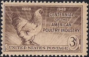 968 3 cent Poultry Industry Centennial mint  OG LH F-VF