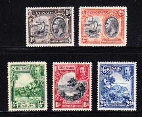 Album Treasures Grenada Scott # 114-118  1/2p-2 1/2p George V Mint Hinged