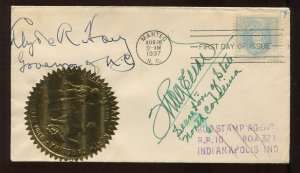 North Carolina Governor &  Secretary of State Signed 1937 Cover LV6270