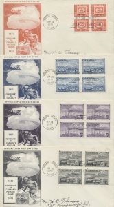 1951 #311-314 Set of 4 Stamp Centenary FDCs Blocks CAPEX Cachets Toronto