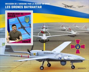 NIGER - 2022 - Bayraktar Drones - Perf Souv Sheet - Mint Never Hinged