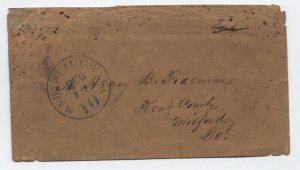 1850s Marysville CA integral 10 rate stampless cover to Delaware [h.4787]