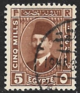 EGYPT 1927-37 5m Dark Red Brown Type II KING FUAD Portrait Issue Sc 135 VFU