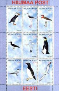 HIIUMAA - 1999 - Sea Birds - Perf 9v Sheet - Mint Never Hinged - Private Issue