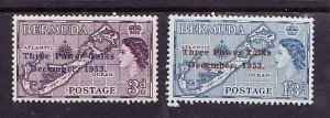 Bermuda-Sc.#164-5-unused NH set-id2-Three Power Conference-Maps-QEII-1953-