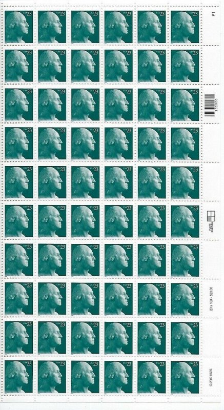 3616 23cent WASHINGTON FULL SHEET OF 100 STAMPS - BCV $160.00  - G6