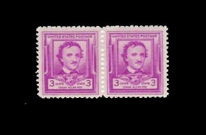 STAMPS US SCOTT 986 Edgar Allan Poe 3 CENT 1949 MNH PAIR