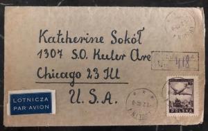 1948 Lublin Poland Airmail Cover To Chicago IL USA Back Stamps