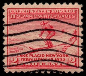 U.S. Scott #716: 1932 2¢ Lake Placid Olympics, Used, VF