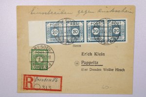 Germany 1945 Allied Occupation Cover / 20c Strip of 4 - L39059