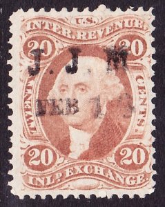 Scott R42c, Used, 20c Inland Exchange, Printed J. J. M. Printed Cancel Dated F