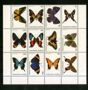 NETHERLANDS ANTILLES 1005 MNH S/S BLOCK/12 SCV $21.00 BIN $12.50 BUTTERFLIES