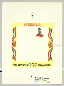 Anguilla 1984 Olympics, Disney 1v Imperf Chromalin Proof of M/S Background