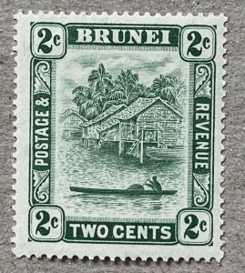 Brunei 1933 2c green. Unused.  Scott 45,  CV $2.40.   SG 62