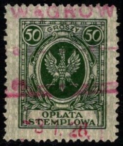 Vintage Poland Revenue 50 Grosz Stamp Duty Used