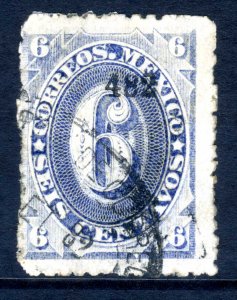 Mexico 1882 Foreign Mail Small Numeral 6¢ Ultra Hermisillo VFU G261