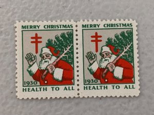 1930 US Christmas Holiday Seals/Stamps MNH double