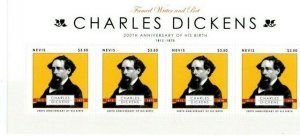 Nevis - 2012 - Charles Dickens - Sheet of Four  - MNH