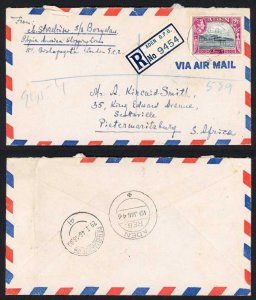 Aden KGVI 2r on Registered Cover to South Africa