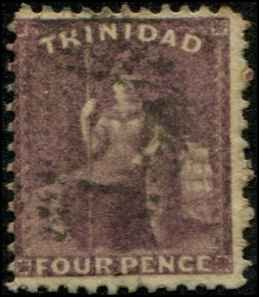 Trinidad SC#  40  Britannia  (1p) perf 12x13x12x12 used note back