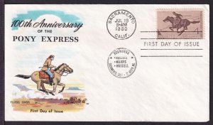 1960 Pony Express Centennial Sc 1154 Sacramento CA with Fluegel cachet (XD