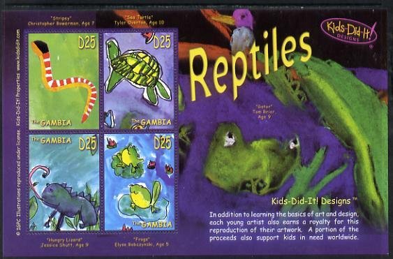 GAMBIA - 2006 - Kids Do It,  Paintings, Reptiles-Perf 4v Sheet-Mint Never Hinged