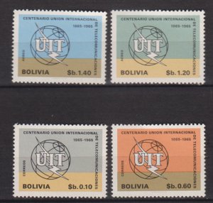 BOLIVIA - 1965 CENTENARY OF UNION OF INTERNATIONAL TELECOMMUNICATION UIT 4V MNH