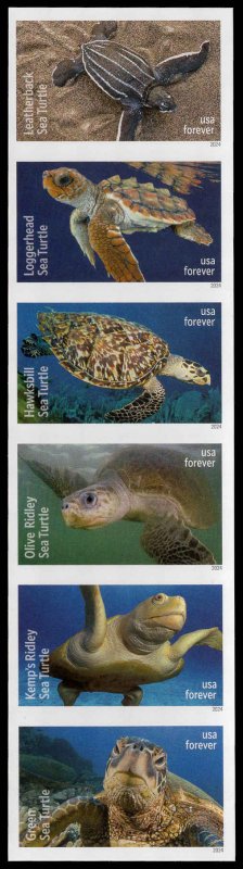 USA 5870c,5865a-5870a Mint (NH) Protect Sea Turtles Strip/6 IMPERF Forever Stamp