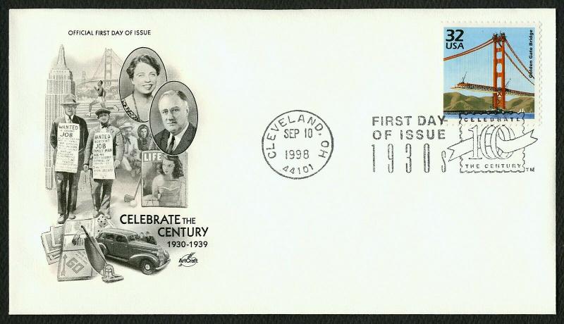 #3185l 32c Golden Gate Bridge, Art Craft FDC **ANY 5=FREE SHIPPING**