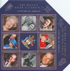 Bahamas Stamps 2011 MNH Queen Elizabeth II Royalty Lifetime of Service 6v M/S